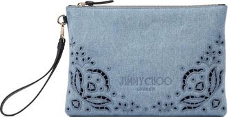 Jimmy Choo London zipped flat pouch - women - Canvas - One Size - Blue