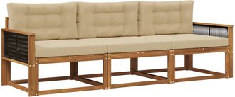 vidaXL Conjunto De Sof&aacute;s De Exterior 3 Uds. Natural Y Beige Vidaxl