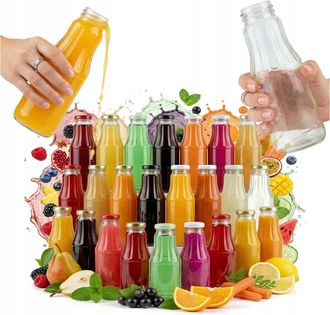 OEM 100 Botellas De Vidrio Para Zumo De Frutas De 300 Ml Con Tapa