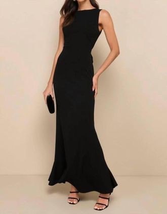 Lulus Exquisite Refinement Backless Bow Ruffled Maxi Dress In Black