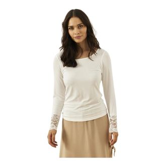 In Front Elegante Blusa Vivian con Polsini in Pizzo - - Tops - Donna - Bianco - M