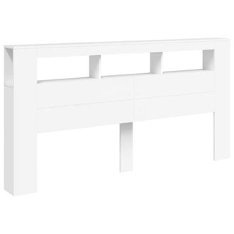Berkfield Home LED Headboard White 200 cm Engineered Wood