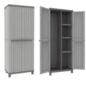 Terry Armario Alto De Resina Efecto Madera 4 Estantes Y Puertas Con Apertura De 180&deg; C-wood 3680