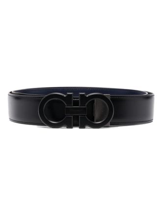 Ferragamo logo-buckle leather belt - men - Leather - 115 - Black