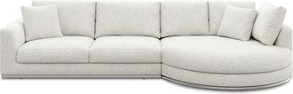 Castlery Hamilton Round Chaise Sectional Sofa Right Facing Customized, Performance Boucle Light Grey, Spill Resistant, Removable Covers for Sofas, Castlery