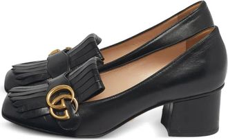 Gucci Pumps GG Marmont con frange - Nero
