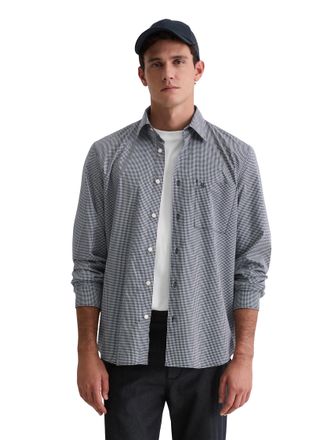 Marc O'Polo Langarmhemd MARC OPOLO, Herren, Gr. XL, N-Gr, schwarz navy, Web, Obermaterial: 100% Baumwolle, Hemden Langarmhemd