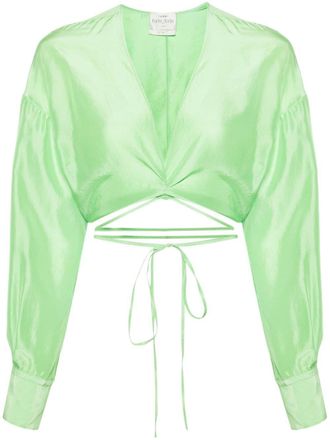 Forte_Forte cropped silk blouse - women - Silk - III - Green
