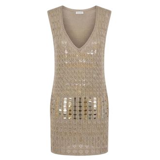 Malo Vestido corto de punto calado - Dresses - Mujer - Beige - S