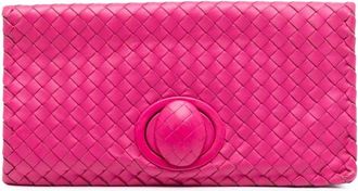 Bottega Veneta Pre-owned Clutches, female, Pink, Size: ONE SIZE Pre-owned Woven Leather Clutch
