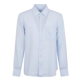 Aspesi Formal Shirts, male, Blue, Size: 2XL Linen Long Sleeve Shirt