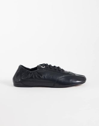 Bronx Semm-ie sneakers con punta divisa in pelle morbida nera-Nero