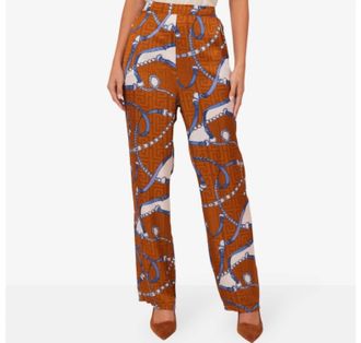 Astrid Chain Straight Leg Pant In Brown Hermes