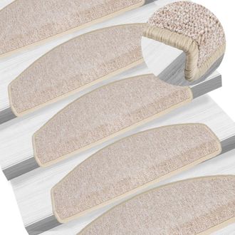 Berkfield Home Carpet Stair Treads 15 pcs Taupe 65x24x4 cm | Size: Medium