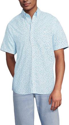 Lands End Short Sleeve Seersucker Shirt in White/pale Sky Daisy Ditsy at Nordstrom, Size Xx-Large
