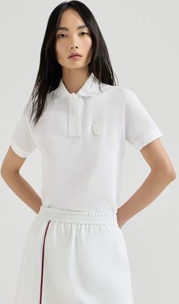 Brunello Cucinelli Stretch cotton piqu&eacute; polo shirt with logo in White at Nordstrom, Size Xx-Small Eu