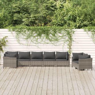 vidaXL Set De Muebles De Jard&iacute;n 8 Pzas Y Cojines Rat&aacute;n Sint&eacute;tico Gris Vidaxl