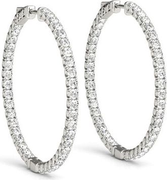 Pompeii3 1.80 Ct ct Diamond Inside Outside Hoops Vault Lock 14K White Gold 30mm Tall