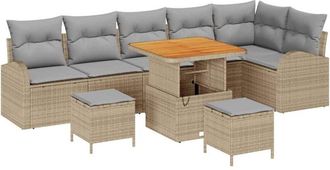 vidaXL Garden Sofa Set with Cushion 9 pcs Beige and Light Grey vidaXL