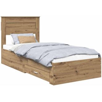 vidaXL Estructura De Cama Con Cabecera Roble Artesanal 90 X 190 Cm Vidaxl