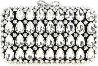 Self Portrait Black Satin Crystal Clutch
