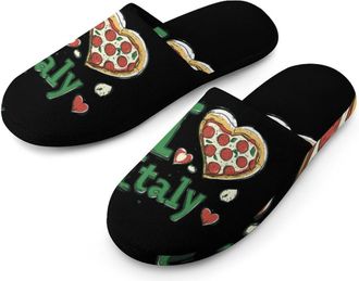 Generic Italian Pizza I Love Italy Mens House Slippers Slip Indoor Slipper On Shoes Warm Outdoor