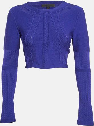 Cushnie et Ochs Purple Stretch Knit Long Sleeve Crop Top