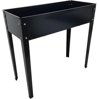 Relaxdays Relaxdays raised planter, garden, balcony & terrace, powder-coated steel, HxWxD: 80 x 85 x 40 cm, black