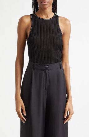 Toccin Juniper Contrast Trim Tank in Jet/Optic at Nordstrom, Size Xx-Small