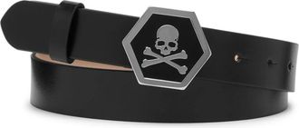 Philipp Plein Leather Belt Skull - Dames - Riemen - Zwart - 75 CM - Leer - Accessoires