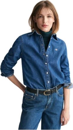 GANT Overhemden, Dames, Blauw, M, Blouses & Shirts