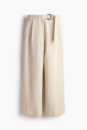H&M Weite Hose mit G&uuml;rtel - Beige