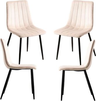 Regalos Miguel Packs Sillas Comedor - Pack 4 Sillas Liny Terciopelo - Beige