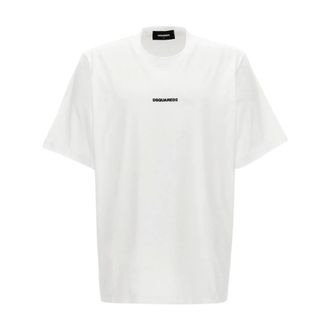 Dsquared2 T-Shirts, male, White, Size: M Slouch Fit Logo T-Shirt