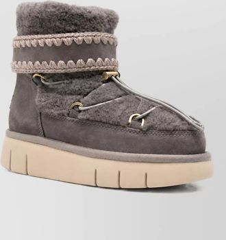 Mou suede leather shearling ankle boots