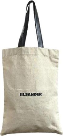Jil Sander Pre-owned Tote Bags, male, Beige, Size: ONE SIZE Pre-owned Book Tote Grande Canvas Tote Bag