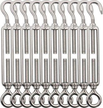OEM Tensor M5 Con Gancho Y Argolla, 10 Tensores De Alambre De Acero Inoxidable, Tensores Ajustables De Alta Resistencia Para Alambre De Jard&iacute;n, Alambre De