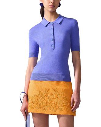 Carolina Herrera Knit Silk-Blend Polo Top