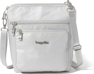 Baggallini Modern Pocket Crossbody Cross Body Womens Handbags Silver Metallic, Polyester/Nylon