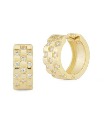 Chloe and Madison Chloe And Madison 14K Over Silver Cz Checkered Huggie Earrings