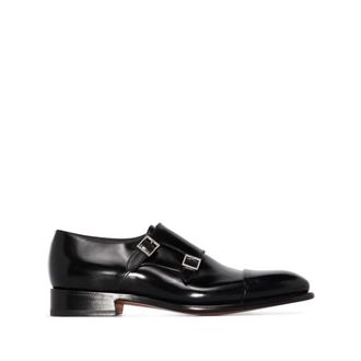 Santoni Stijlvolle leren schoenen met su&egrave;de zool - Heren - Nette schoenen - Zwart - 41 EU - Su&egrave;de - Schoenen