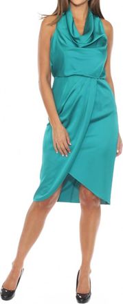 Joseph Ribkoff Womens Cowl Neck Satin Midi Dress In Jade Stone