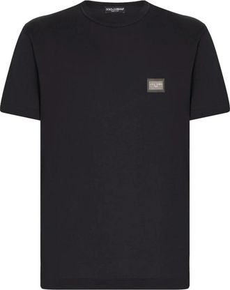 Dolce & Gabbana Katoenen T-shirt met merklabel - Heren - T-shirts - Blauw - M - Katoen - Tops