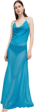 Trussardi Dames, Jurken, Blauw, Maat: M Poliester