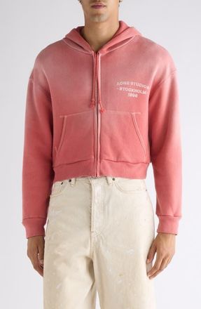 Acne Studios Feida U Sunkissed Crop Zip-Up Hoodie in Red at Nordstrom, Size X-Large