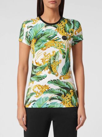Plein Sport Slim Fit Jersey T-shirt with Baroque and Tropical Print