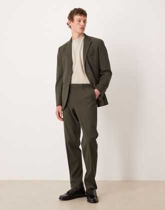 Mango Milan - Pantaloni sartoriali slim color kaki in coordinato-Verde