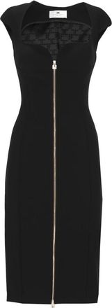 Elisabetta Franchi Jurk van dubbellaagse stretch cr&ecirc;pe stof - Dames - Casual kleedjes - Zwart - XS - Polyester - Kleedjes