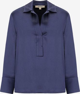 Natan Saffiano-Leder Bluse mit Hemdkragen Dira