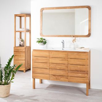 Wanda Collection Wanda Collection - Mueble De Ba&ntilde;o De Teca Maciza Y Cer&aacute;mica Solo Ananta L120 Cm